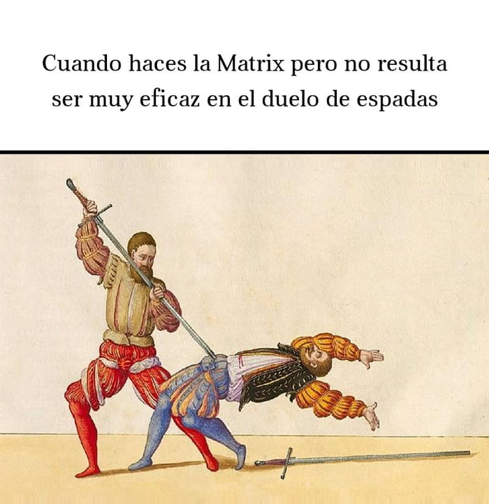 Cuando haces la Matrix pero no resulta ser muy eficaz en el duelo de espadas
