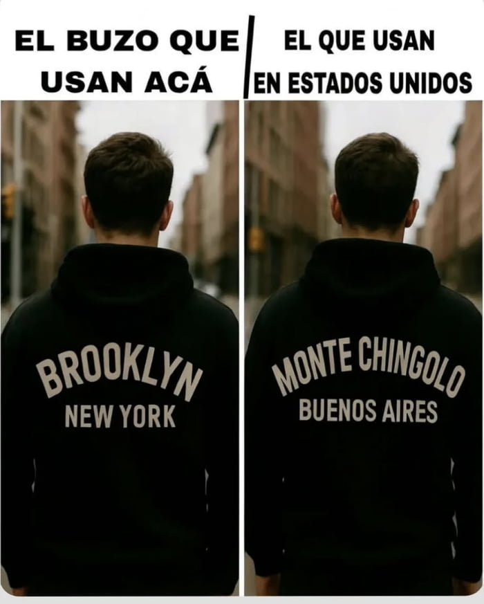 EL BUZO QUE USAN ACÁ | EL QUE USAN EN ESTADOS UNIDOS. BROOKLYN NEW YORK. MONTE CHINGOLO BUENOS AIRES.