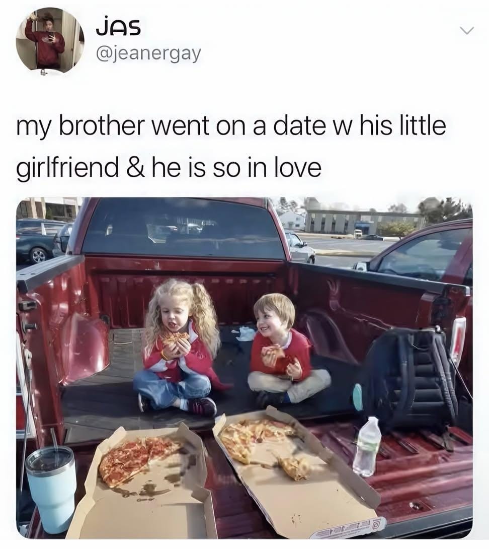 JAS @jeanergay my brother went on a date w his little girlfriend & he is so in love