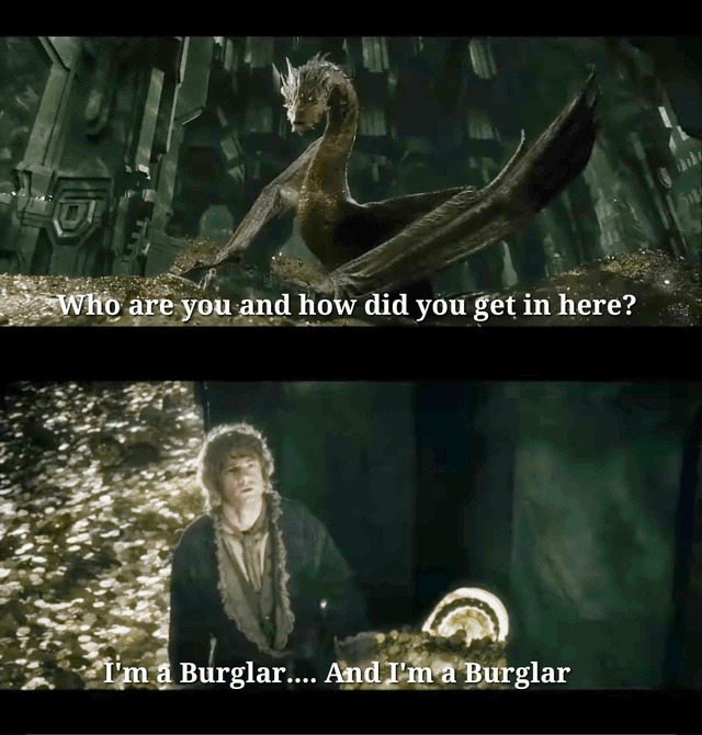 Who are you and how did you get in here? I'm a Burglar.... And I'm a Burglar