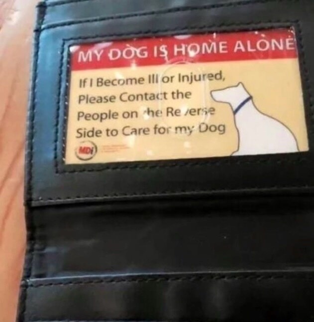 MY DOG IS HOME ALONE If I Become Ill or Injured, Please Contact the People on the Reverse Side to Care for my Dog