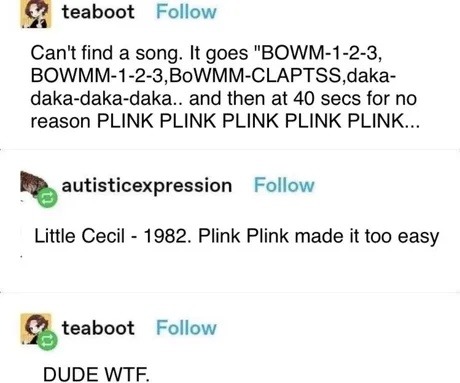 Can't find a song. It goes 