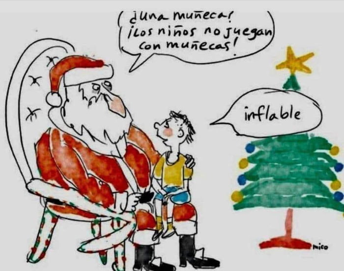 ¿Una muñeca? ¡Los niños no juegan con muñecas! inflable