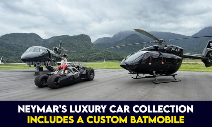 A coleção de carros de luxo de Neymar inclui um Batmóvel personalizado.
