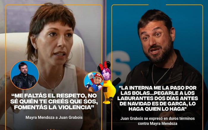 ME FALTÁS EL RESPETO, NO SÉ QUIÉN TE CREÉS QUE SOS, FOMENTÁS LA VIOLENCIA. Mayra Mendoza a Juan Grabois. LA INTERNA ME LA PASO POR LAS BOLAS...PEGARLE A LOS LABURANTES DOS DÍAS ANTES DE NAVIDAD ES DE GARCA, LO HAGA QUIEN LO HAGA. Juan Grabois se expresó en duros términos contra Mayra Mendoza.