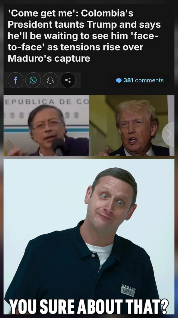 'Ven a por mí': El presidente de Colombia se burla de Trump y dice que lo estará esperando para verlo 'cara a cara' mientras aumentan las tensiones por la captura de Maduro. ¿Estás seguro de eso?