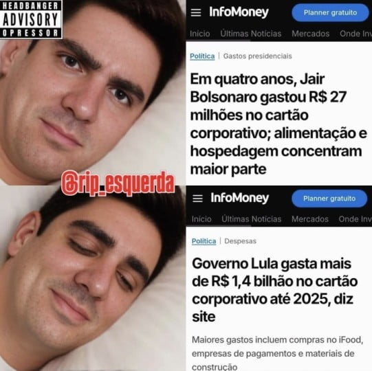 InfoMoney. Planner gratuito. Início. Últimas Notícias. Mercados. Onde Inv. Política. Gastos presidenciais. Em quatro anos, Jair Bolsonaro gastou R$ 27 milhões no cartão corporativo; alimentação e hospedagem concentram maior parte. InfoMoney. Planner gratuito. Início. Últimas Notícias. Mercados. Onde Inv. Política. Despesas. Governo Lula gasta mais 