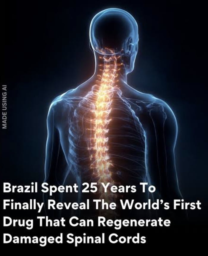 FEITO USANDO IA. O Brasil passou 25 anos para finalmente revelar o primeiro medicamento do mundo que pode regenerar medulas espinhais danificadas.