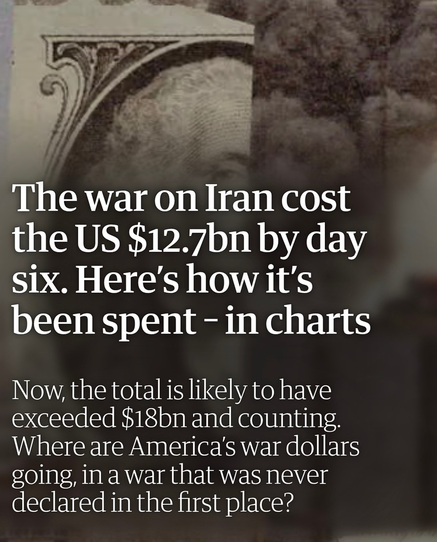 The war on Iran cost the US $12.7bn by day six. Here's how it's been spent - in charts. Now, the total is likely to have exceeded $18bn and counting. Where are America's war dollars going, in a war that was never declared in the first place?