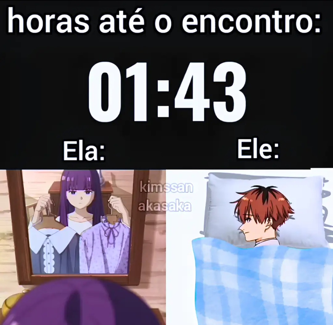 horas até o encontro: 01:43 Ela: Ele: