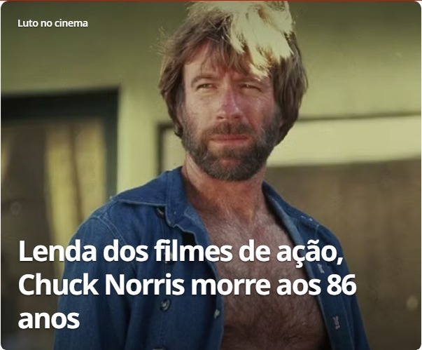 Luto no cinema. Lenda dos filmes de ação, Chuck Norris morre aos 86 anos.
