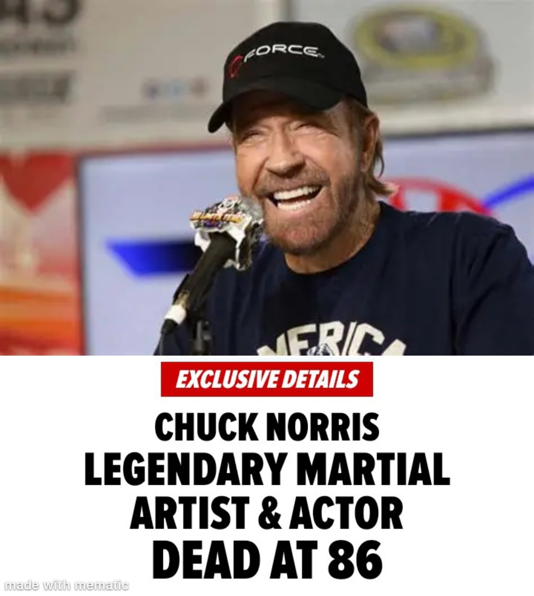 EXCLUSIVE DETAILS CHUCK NORRIS LEGENDARY MARTIAL ARTIST & ACTOR DEAD AT 86 made with mematic