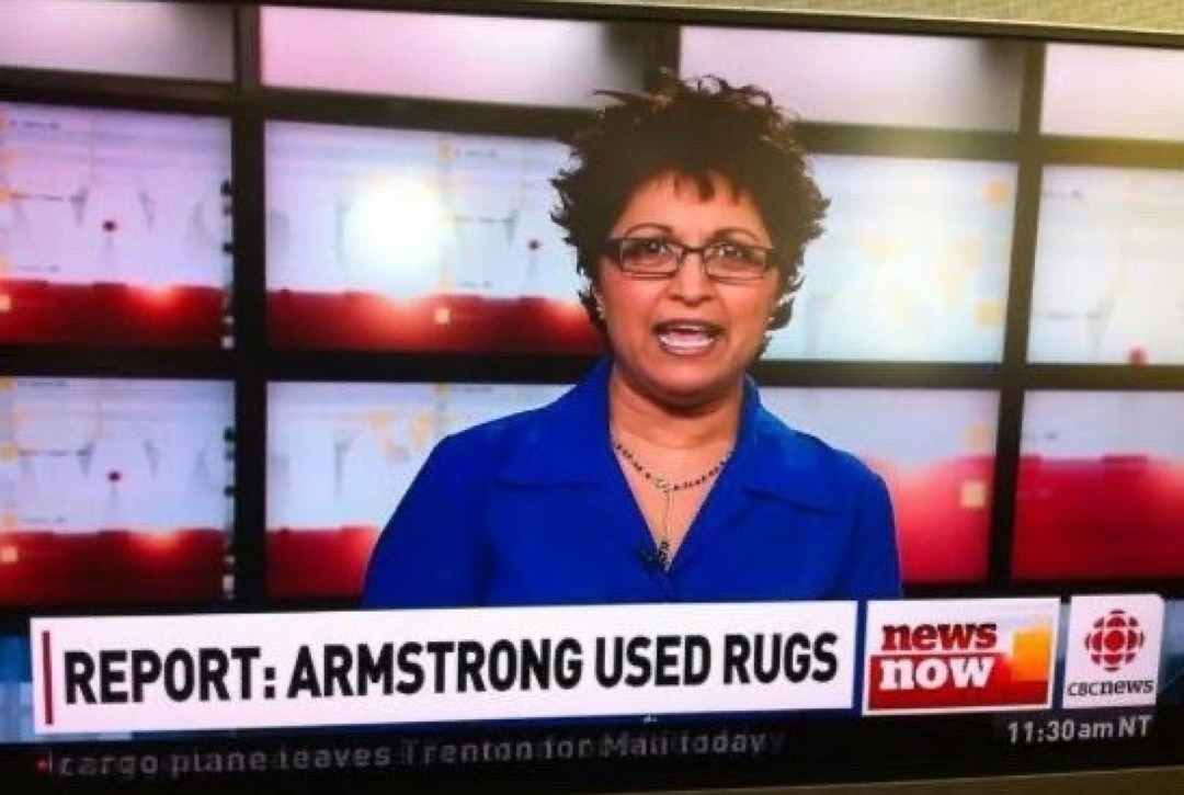 REPORT: ARMSTRONG USED RUGS. News now. CBC News. 11:30 am NT. Cargo plane leaves Trenton for Mali today.