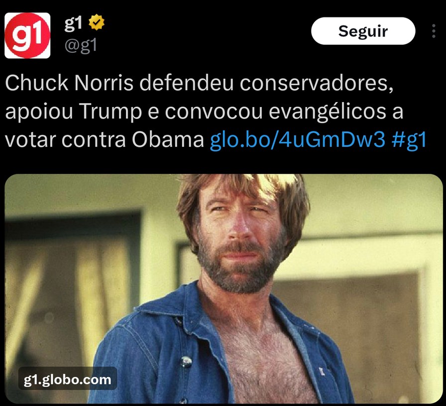Chuck Norris defendeu conservadores, apoiou Trump e convocou evangélicos a votar contra Obama