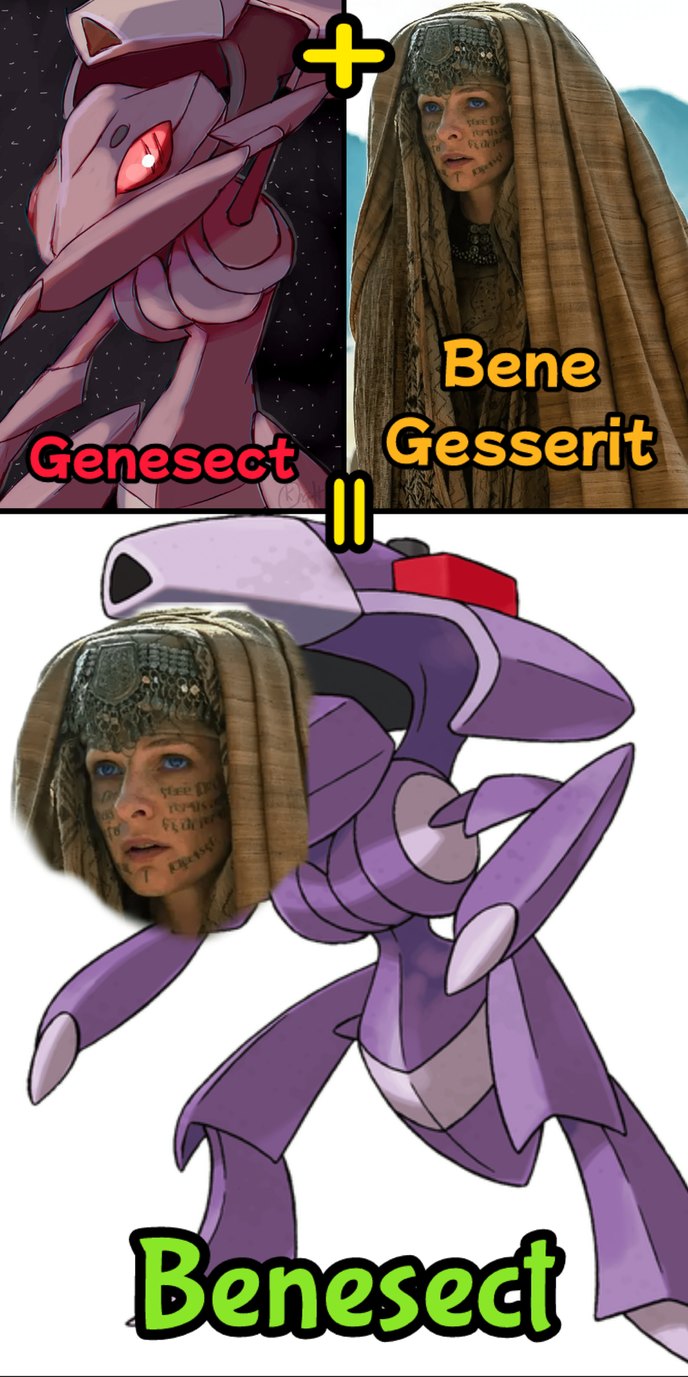 Genesect mais Bene Gesserit é igual a Benesect. Uma fusão de Pokémon e Dune.