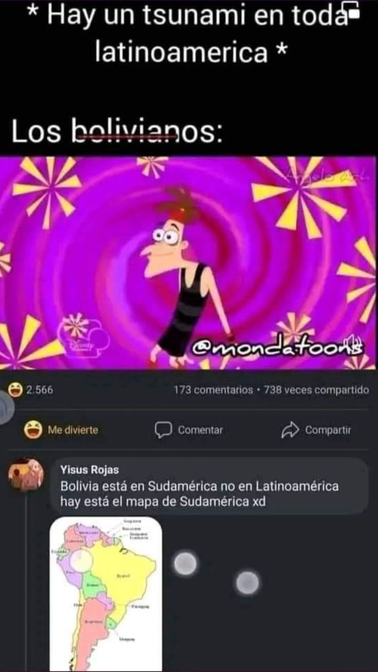 * Hay un tsunami en toda latinoamerica * Los bolivianos: Bolivia está en Sudamérica no en Latinoamérica hay está el mapa de Sudamérica xd