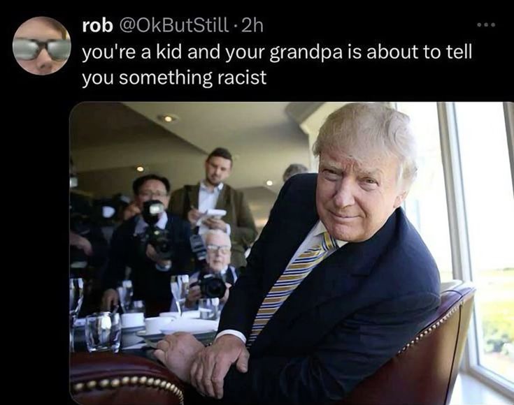 eres un niño y tu abuelo está a punto de decirte algo racista