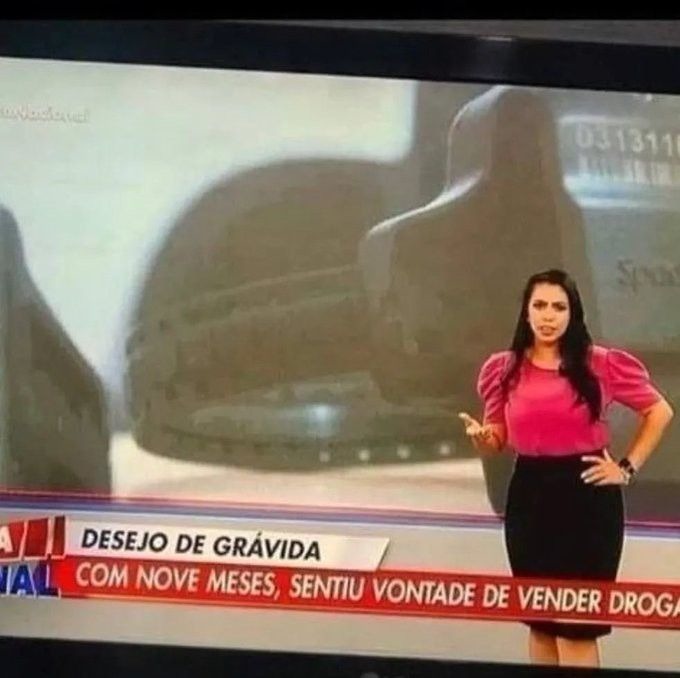 DESEJO DE GRÁVIDA COM NOVE MESES, SENTIU VONTADE DE VENDER DROGA. Uma apresentadora de notícias relata sobre uma mulher grávida de nove meses que sentiu vontade de vender drogas.
