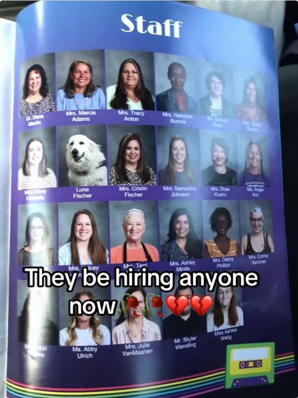 Staff. Dr. Dana Martin, Mrs. Marcia Adams, Mrs. Tracy Anton, Mrs. Harolynn Burrow, Mrs. Sherry Edmonds, Luna Fischer, Mrs. Cristin Fischer, Mrs. Samantha Johnson, Mrs. Shae Koehn, Ms. Angie Kriz, Mrs. Icey, Mrs. Terri, Mrs. Ashley Mintle, Mrs. Debra Phillips, Mrs. Corina Sanchez, Ms. Abby Ulrich, Mrs. Julie VanMaanen, Mr. Skyler Wendling, Miss Ashl