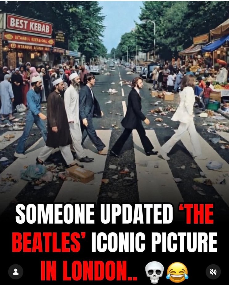SOMEONE UPDATED 'THE BEATLES' ICONIC PICTURE IN LONDON...