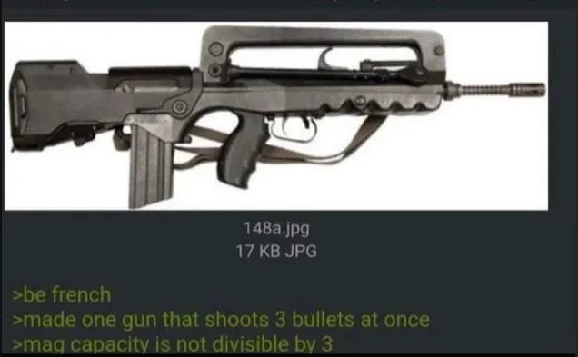 be french made one gun that shoots 3 bullets at once mag capacity is not divisible by 3
