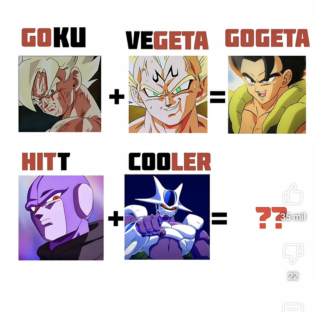 GOKU + VEGETA = GOGETA. HITT + COOLER = ??