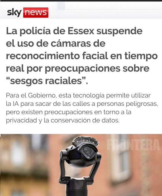 Sky News La policía de Essex suspende el uso de cámaras de reconocimiento facial en tiempo real por preocupaciones sobre 