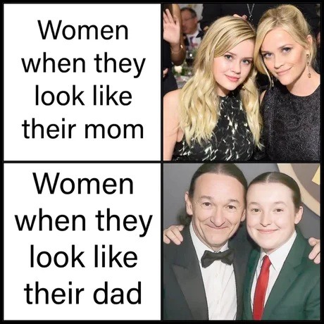 Women when they look like their mom Women when they look like their dad