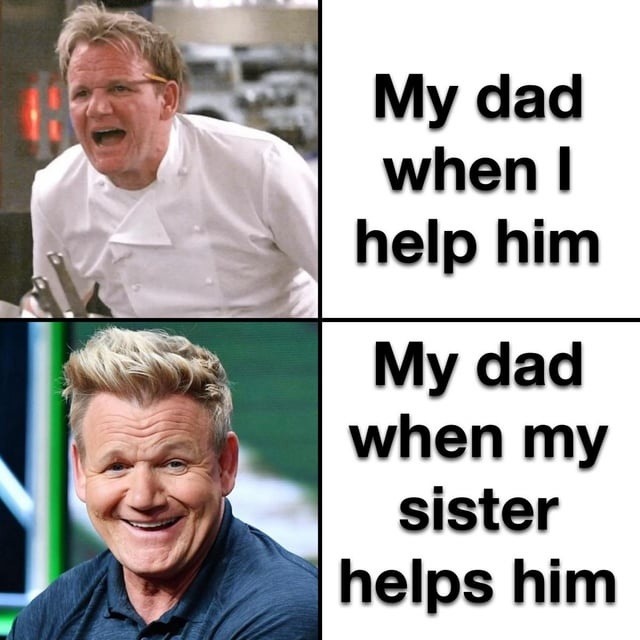 My dad when I help him My dad when my sister helps him