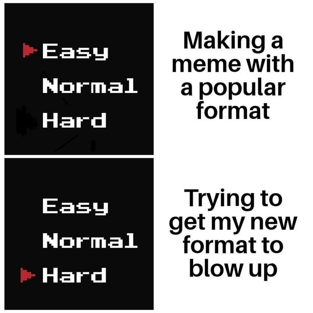 Easy Normal Hard Making a meme with a popular format Easy Normal Hard Trying to get my new format to blow up