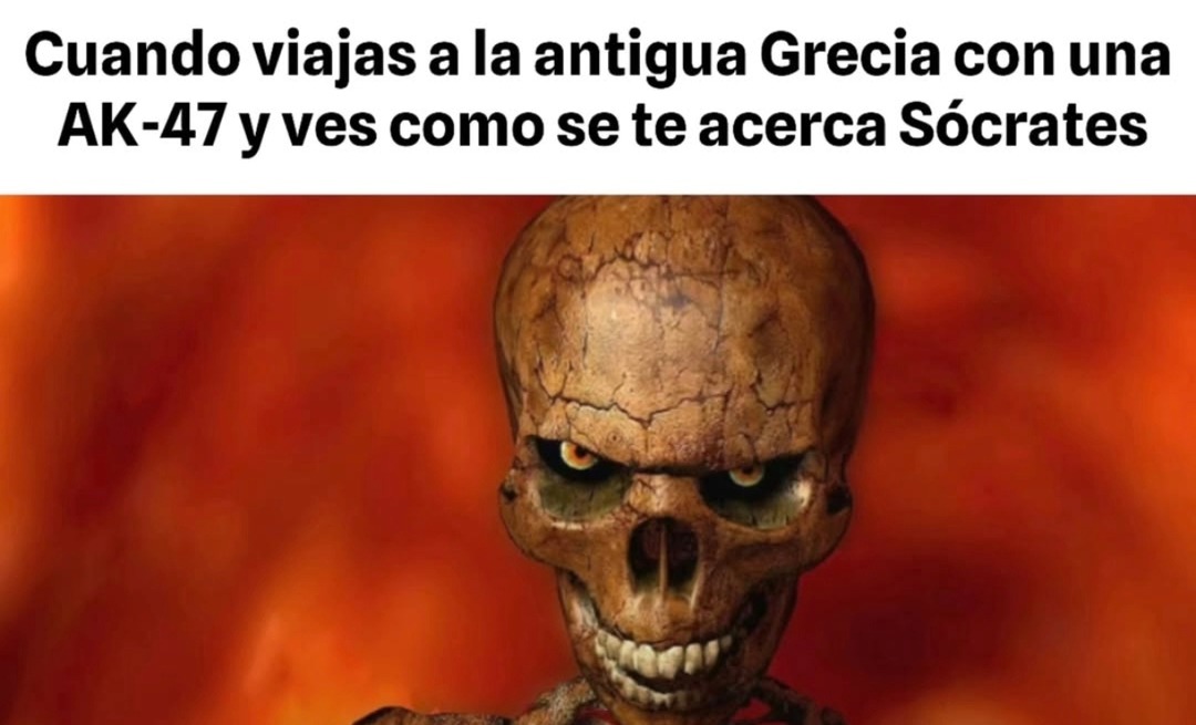 Cuando viajas a la antigua Grecia con una AK-47 y ves como se te acerca Sócrates