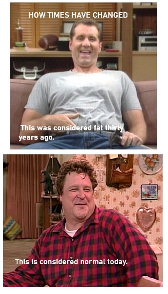 HOW TIMES HAVE CHANGED. This was considered fat thirty years ago. This is considered normal today.