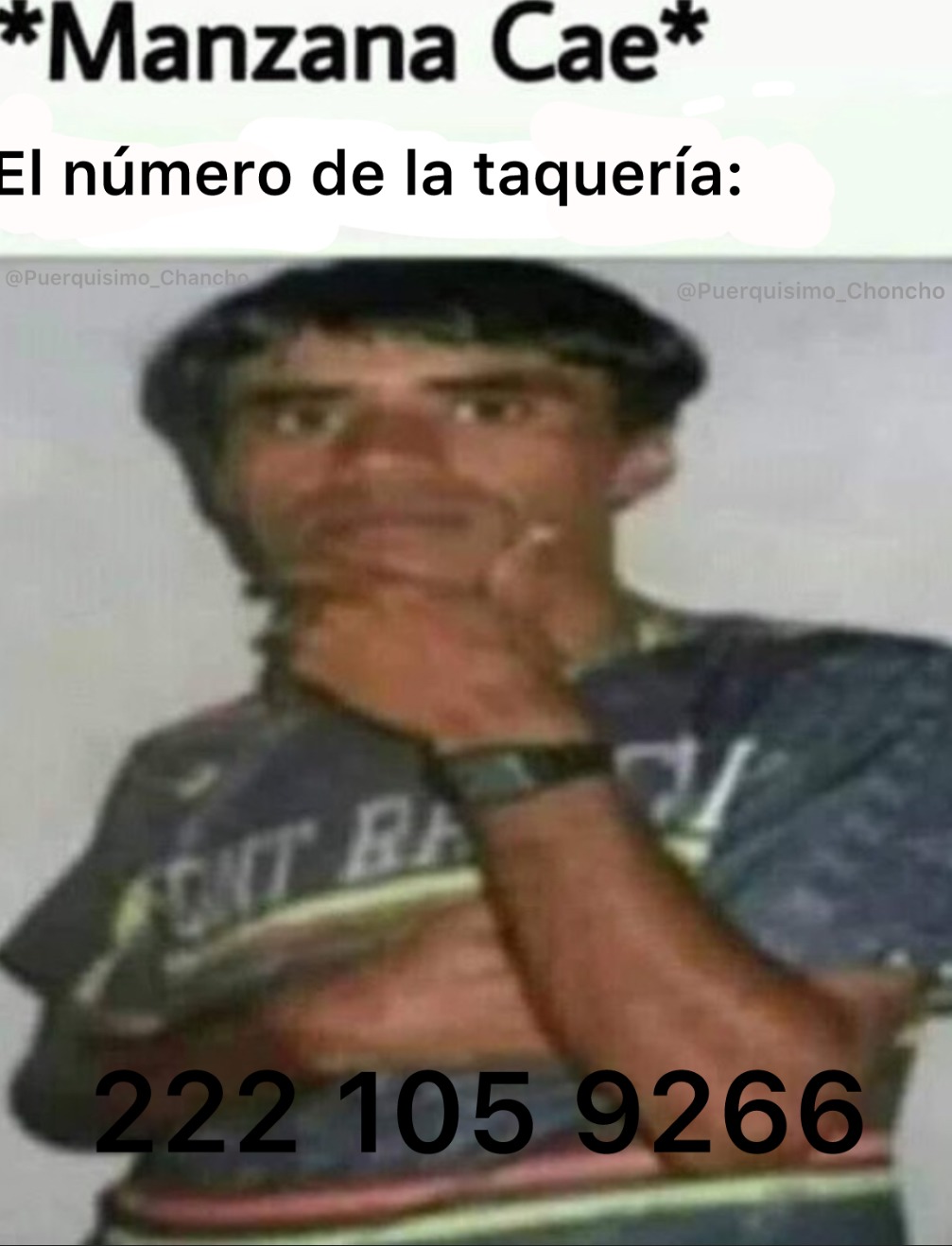 *Manzana Cae* El número de la taquería: 222 105 9266