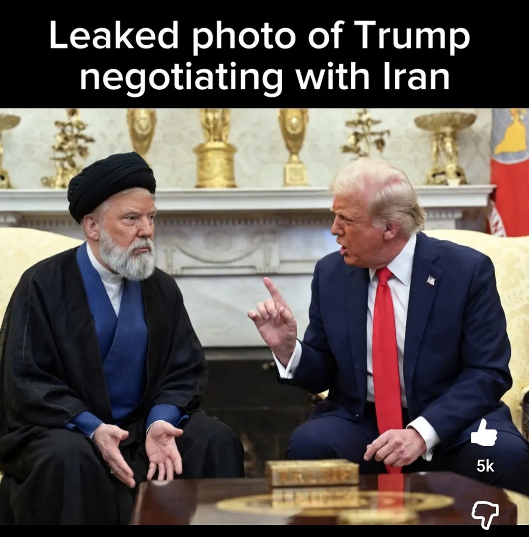 Leaked photo of Trump negotiating with Iran