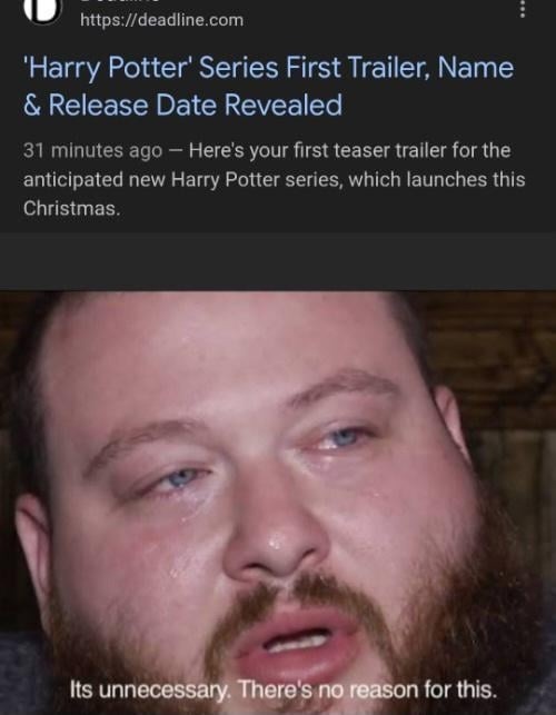 'Harry Potter' Series First Trailer, Name & Release Date Revealed. 31 minutes ago — Here's your first teaser trailer for the anticipated new Harry Potter series, which launches this Christmas. It's unnecessary. There's no reason for this.