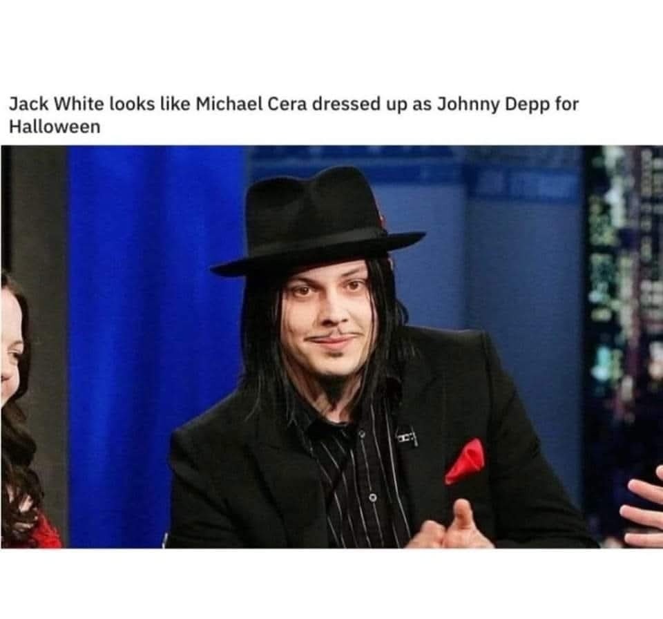 Jack White looks like Michael Cera dressed up as Johnny Depp for Halloween