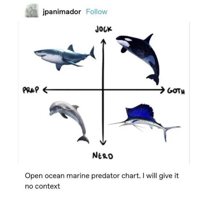 jpianimador Follow JOCK PREP GOTH NERD Open ocean marine predator chart. I will give it no context