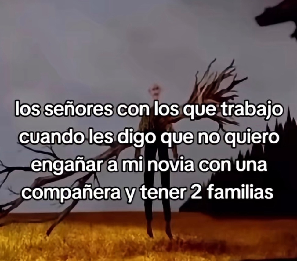 los señores con los que trabajo cuando les digo que no quiero engañar a mi novia con una compañera y tener 2 familias