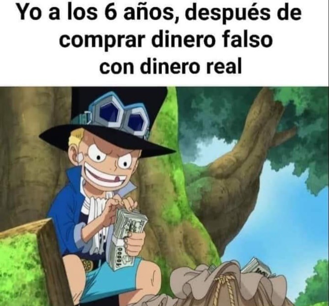 Yo a los 6 años, después de comprar dinero falso con dinero real