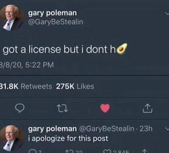 i got a license but i dont h🥑 i apologize for this post