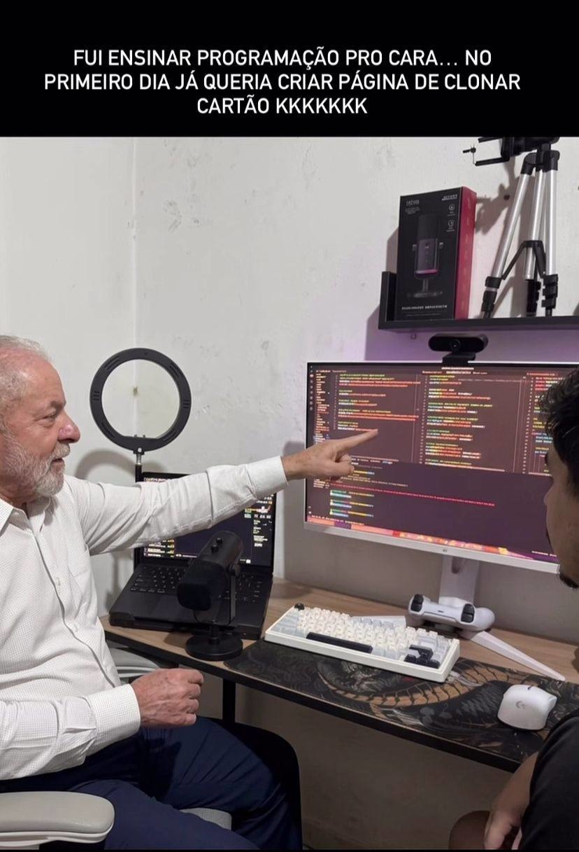 FUI ENSINAR PROGRAMAÇÃO PRO CARA... NO PRIMEIRO DIA JÁ QUERIA CRIAR PÁGINA DE CLONAR CARTÃO KKKKKKK