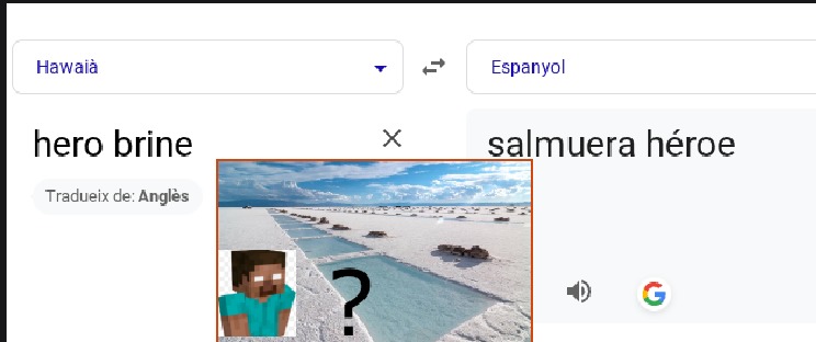 En la interfaz de Google Translate, se intenta traducir 