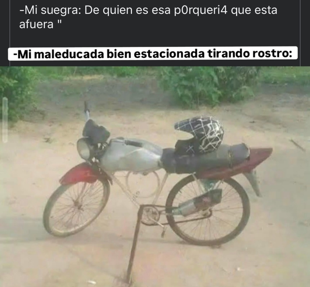 Mi suegra: ¿De quién es esa porquería que está afuera? Mi maleducada bien estacionada tirando rostro: