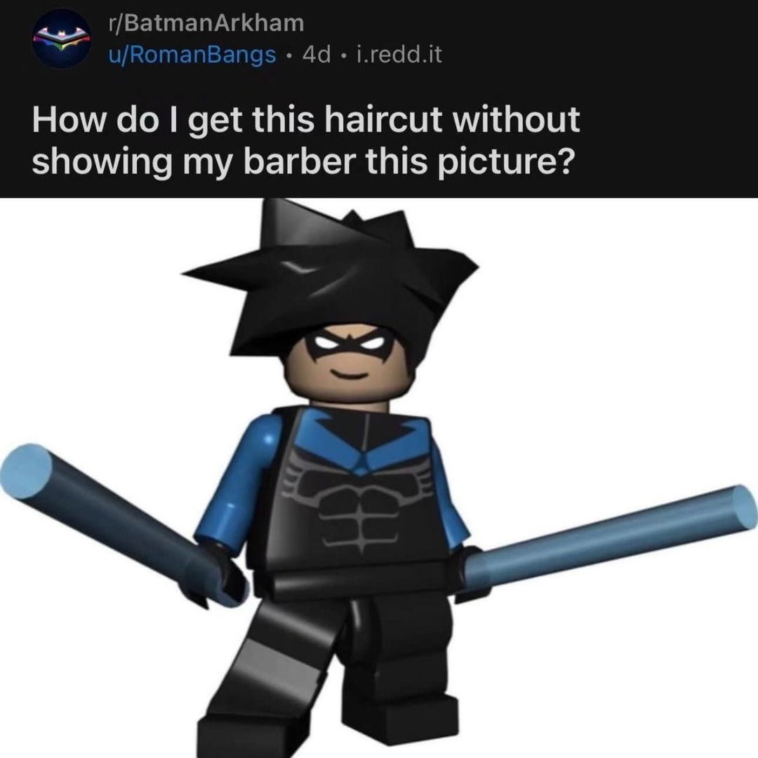 How do I get this haircut without showing my barber this picture? r/BatmanArkham u/RomanBangs