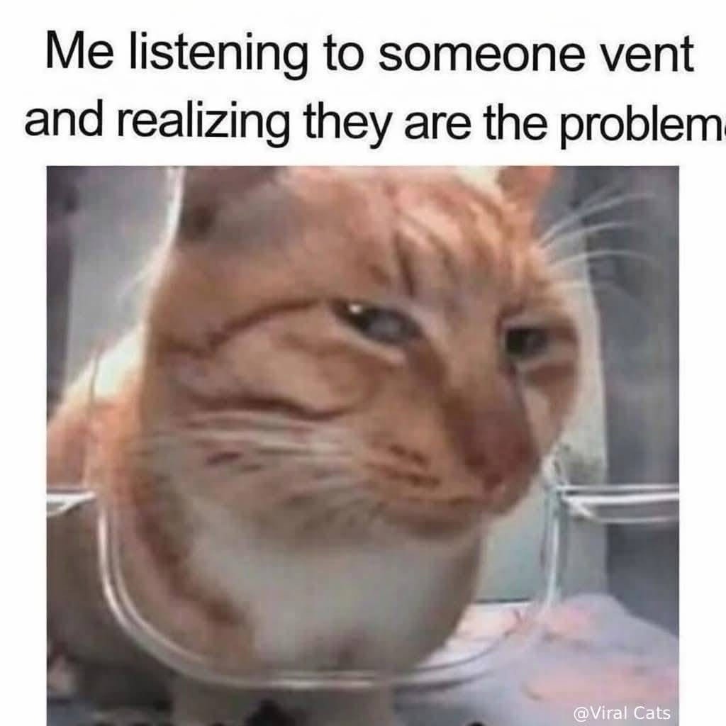 Me listening to someone vent and realizing they are the problem