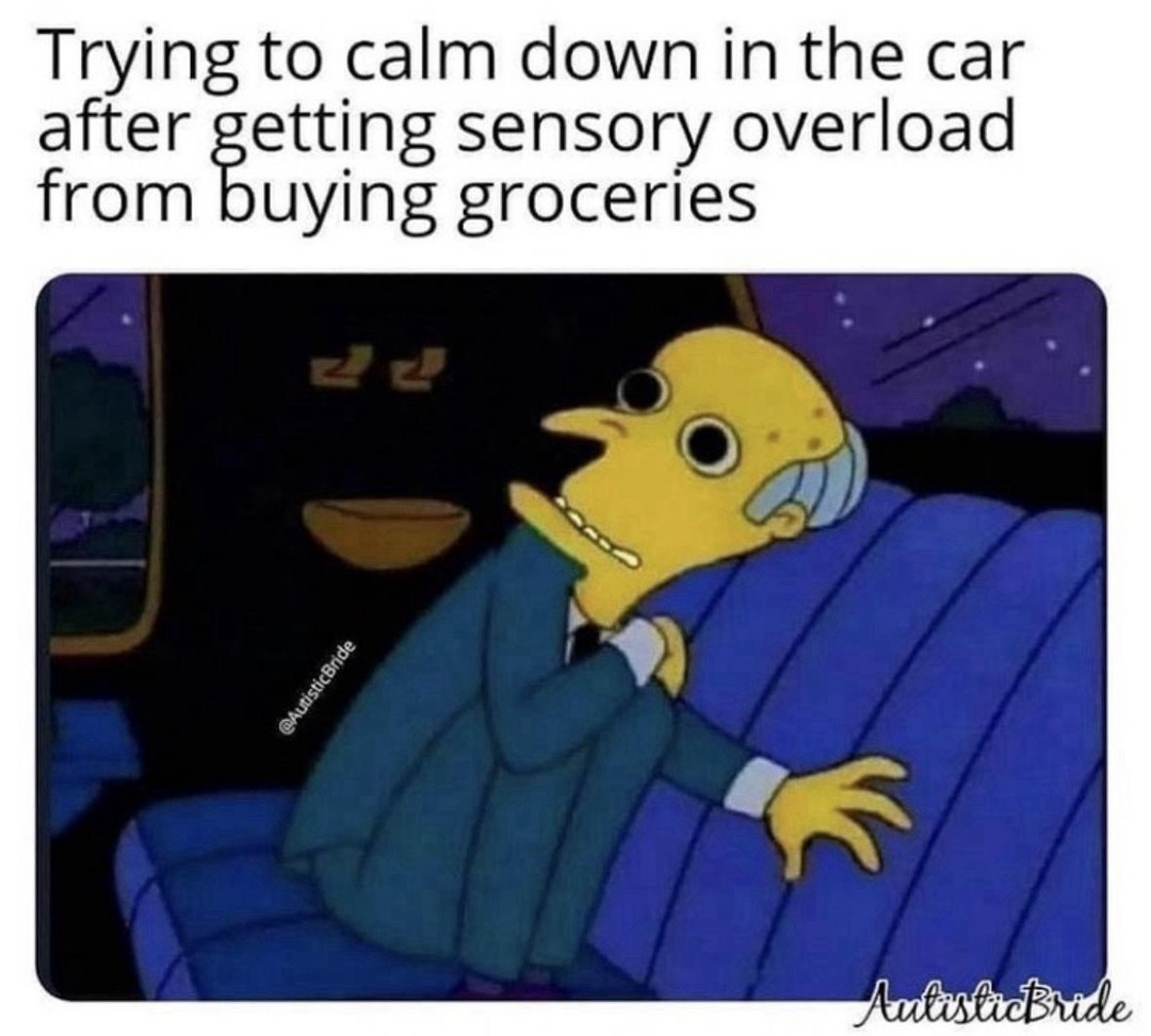 Trying to calm down in the car after getting sensory overload from buying groceries