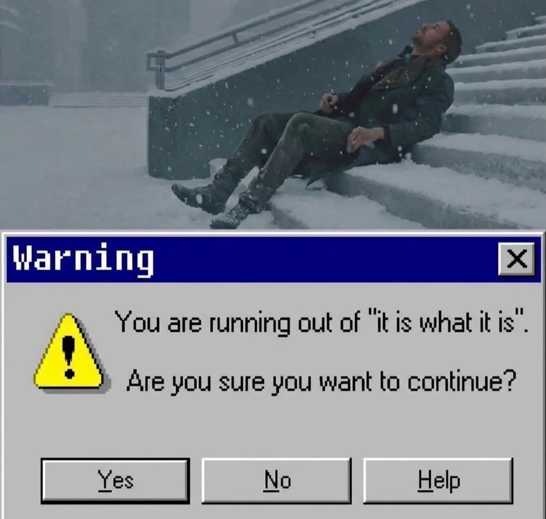 Warning. You are running out of 