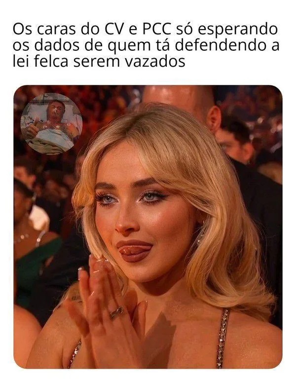 Os caras do CV e PCC só esperando os dados de quem tá defendendo a lei felca serem vazados