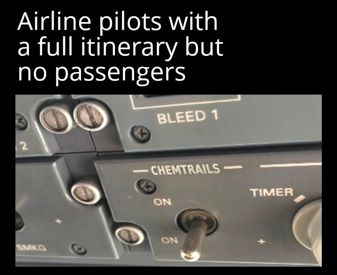 Airline pilots with a full itinerary but no passengers BLEED 1 CHEMTRAILS ON TIMER SMKG