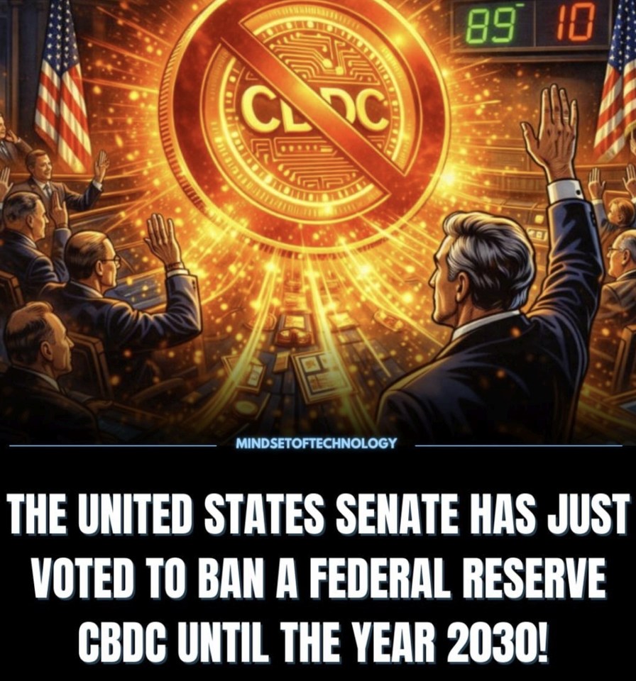 The United States Senate has just voted to ban a Federal Reserve CBDC until the year 2030! CBDC 89 10 Mindset of Technology